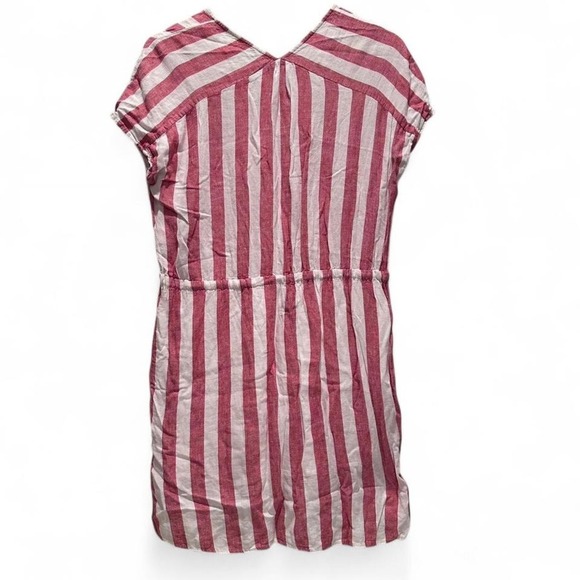 Rails Ren Drawstring Waist Mini Dress Seville Pink White Strip Sz Small Linen - Picture 3 of 10